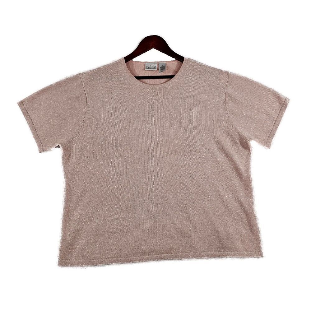Villager‎ by Liz Claiborne Womens Short Sleeve Crop Top Ribbed Knit Pink Size 2